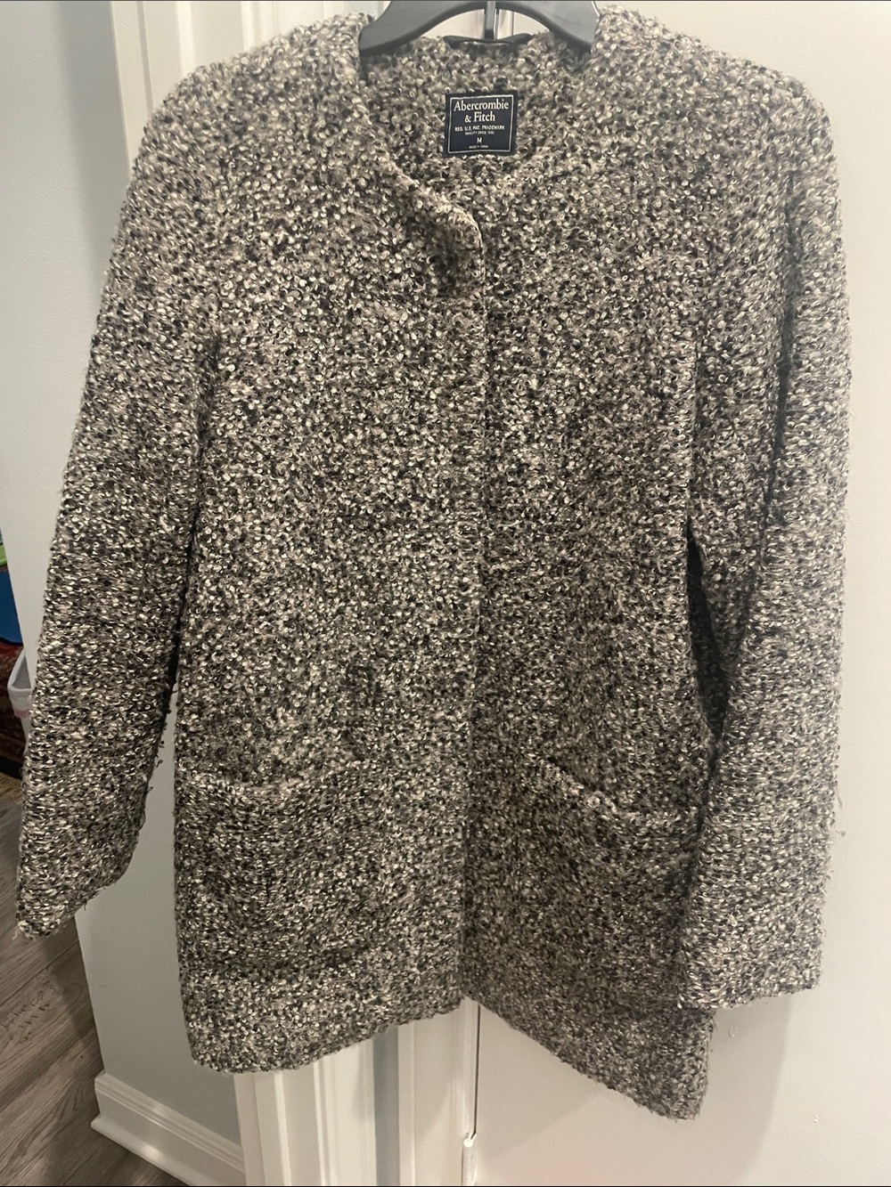 Abercrombie & Fitch Women's Gray Bouclé Textured Coat